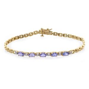 1.06 Carat Tanzanite & Diamond Bracelet 14K Gold